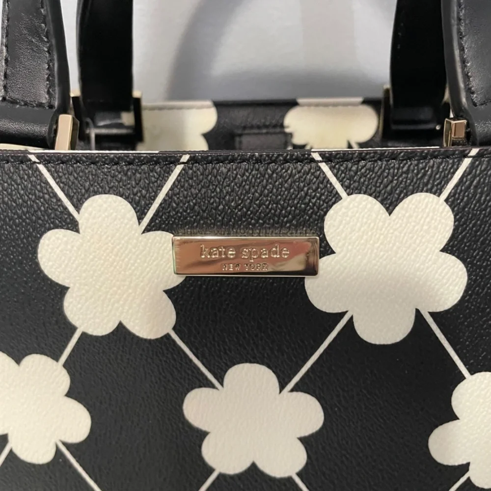 New Kate Spade Juno Floral Grant St Vinyl Mini Tote Black White $298